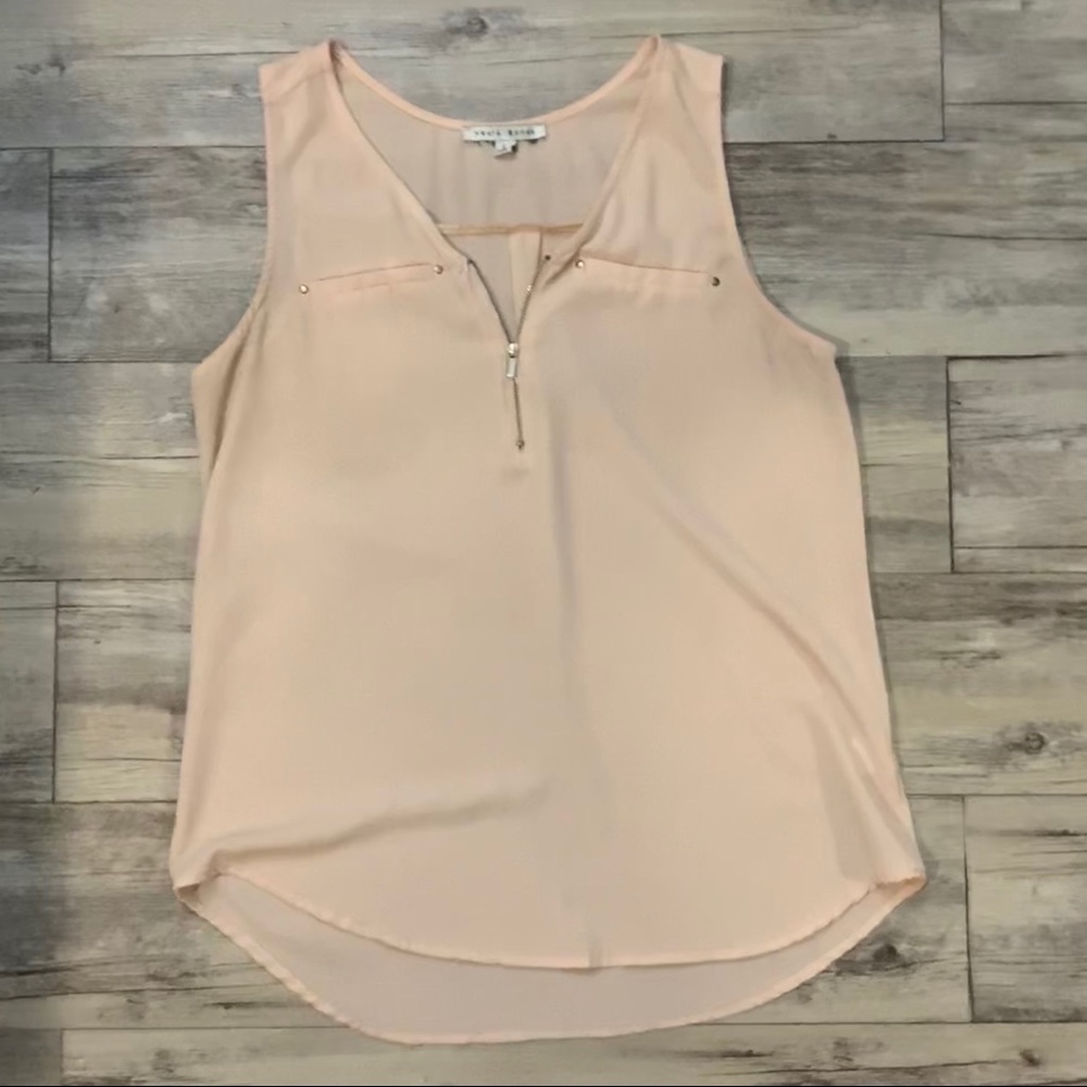 Peach Sleeveless Blouse with Zipper
